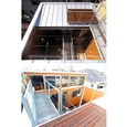金属屋根と木デッキ