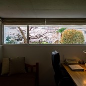 壁に写真でも飾ったような借景を切り取るハイサイド窓