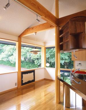 借景を取り込んだ山荘のような家