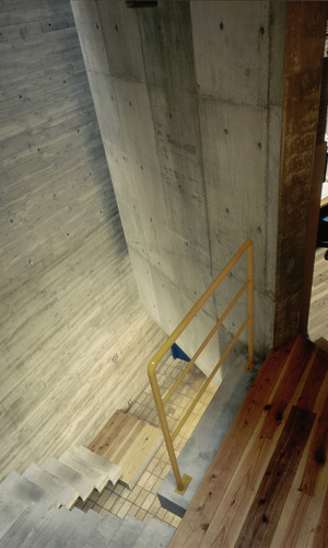 コンクリートの力強い質感を生かした階段ホール
