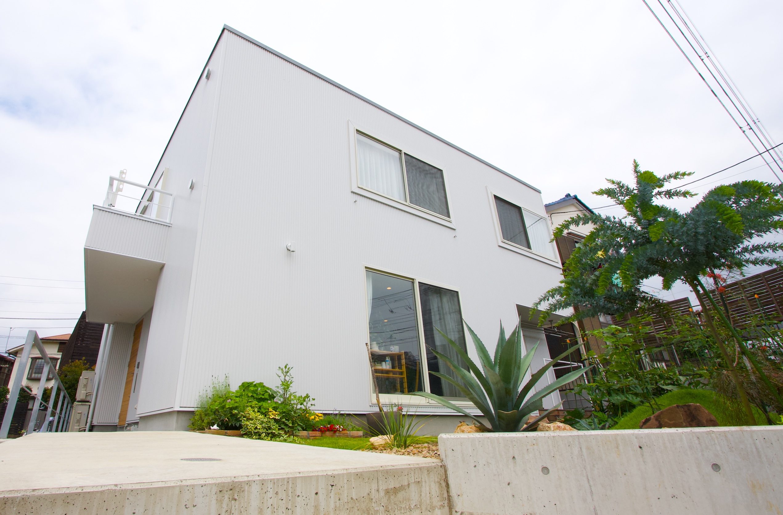 湘南・藤沢市長後の中庭のある2世帯住宅 グリーン、緑と暮らす　外観　庭　ガーデ